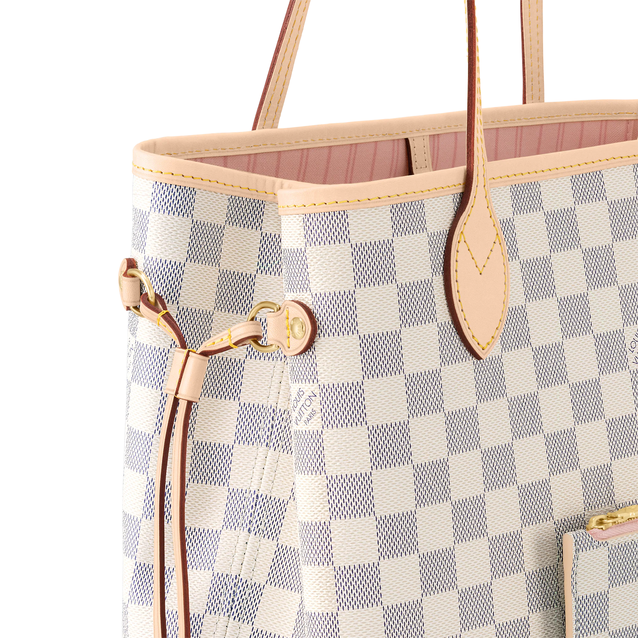 Louis Vuitton N40603 Neverfull MM Rose Ballerine Damier Azur Canvas - LuxuryEva