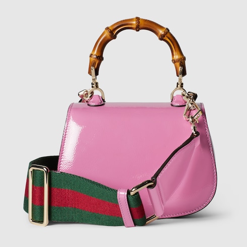 Gucci Bamboo 1947 mini bag Variation pink patent leather - LuxuryEva