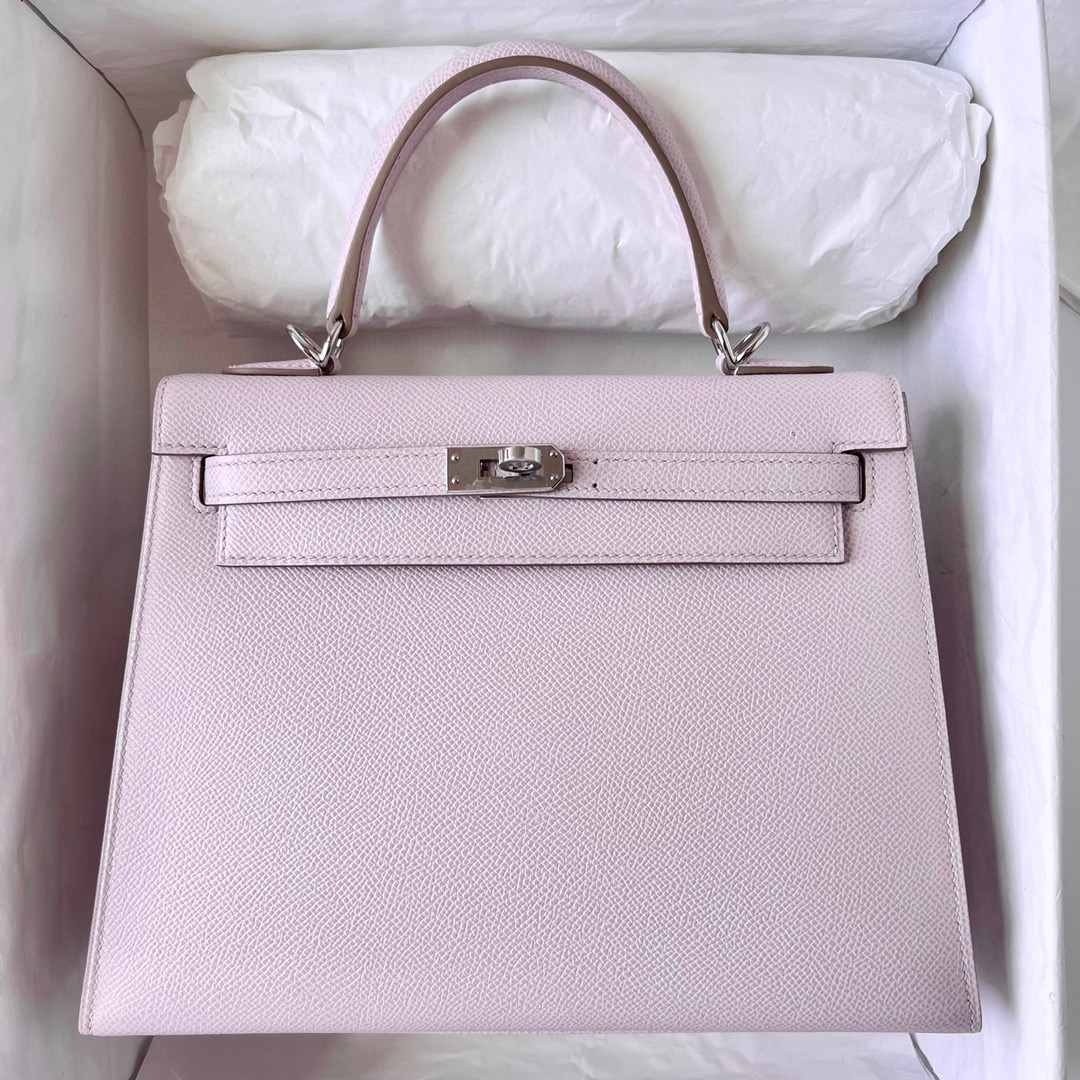 Hermès Epsom Kelly Sellier 25 Mauve Pale - LuxuryEva