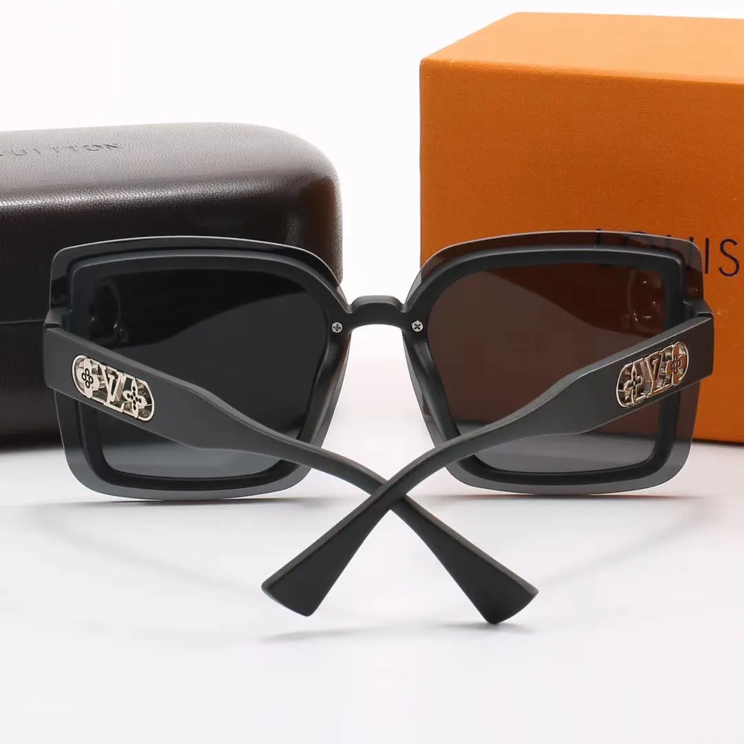 LV 6-color fashion four-leaf clover hollow letter temple sunglasses - LuxuryEva