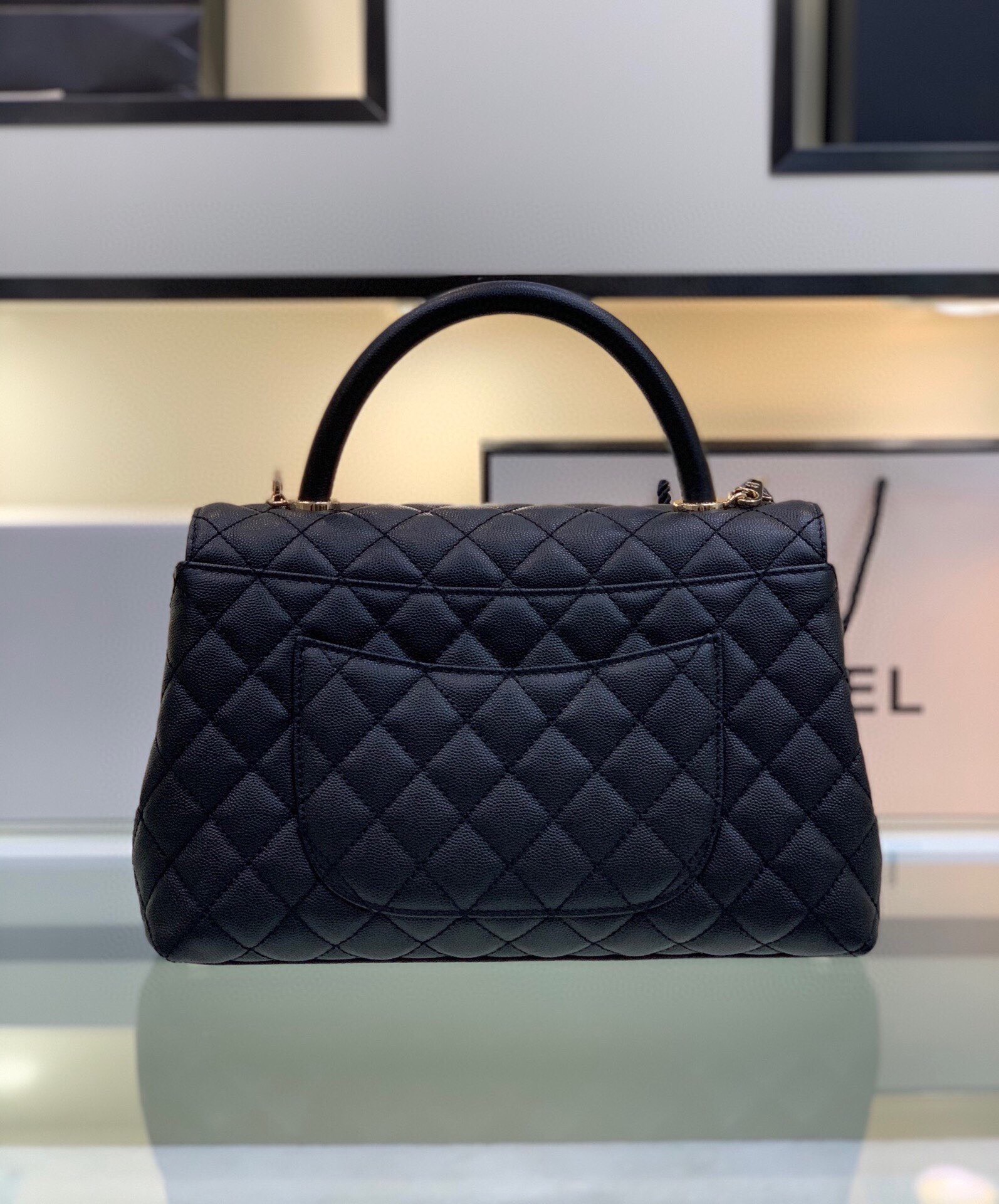 Chanel Coco Handle Bag  Caviar-Black - LuxuryEva