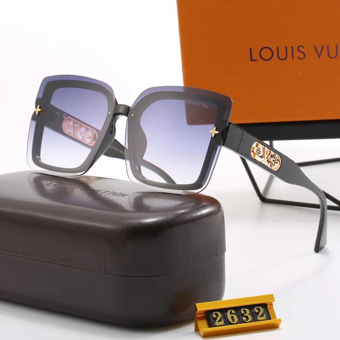 LV 6-color fashion four-leaf clover hollow letter temple sunglasses - LuxuryEva