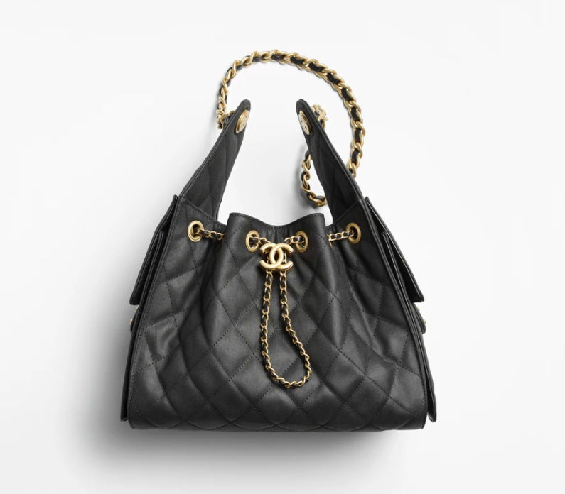 CHANEL 25 Small Handbag Canvas & Gold-Tone Metal  Black - LuxuryEva
