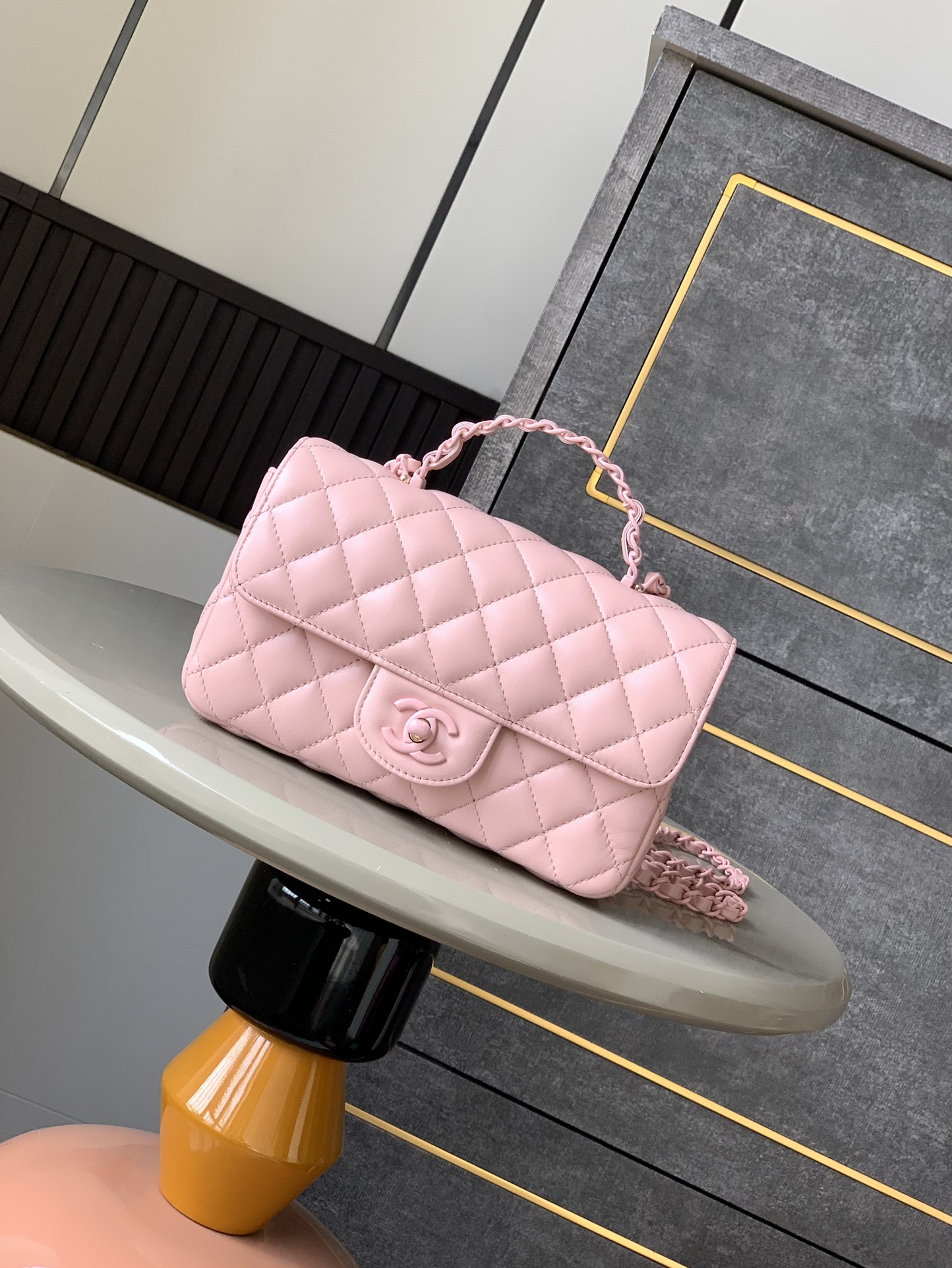 Chanel Mini Flap Bag with Top Handle-Light Pink - LuxuryEva