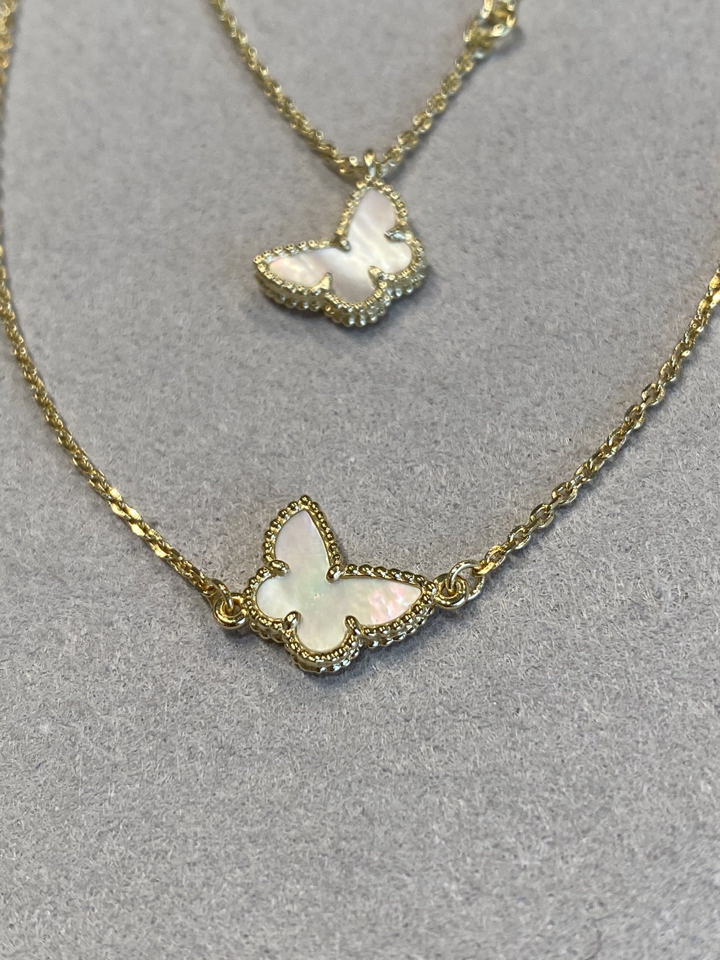 Van Cleef & Arpels Butterfly Mother-of-Pearl Necklace and Bracelet - LuxuryEva