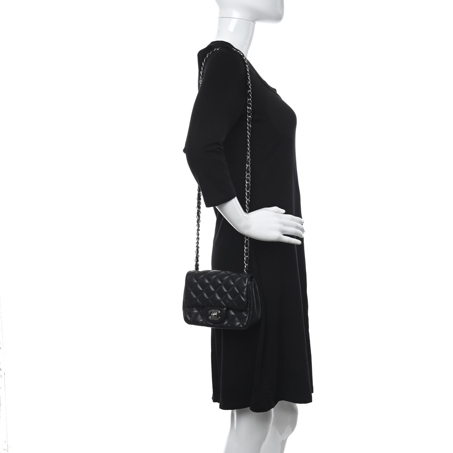 Lambskin Quilted Mini Square Flap Bag Black - LuxuryEva