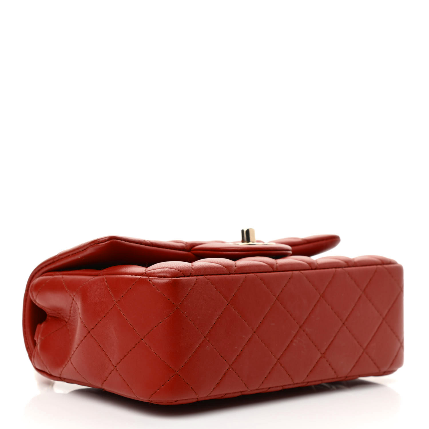 Lambskin Quilted Mini Rectangular Flap - Red - LuxuryEva