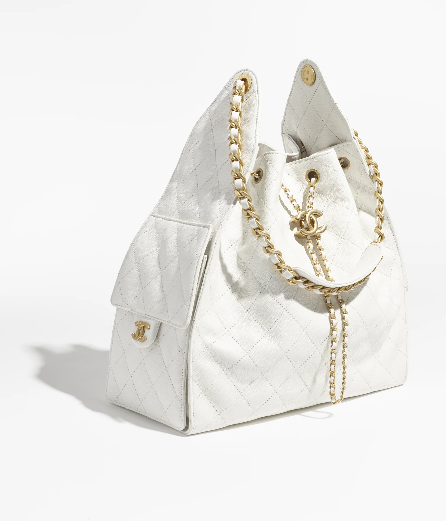 CHANEL 25 Medium Handbag-White - LuxuryEva