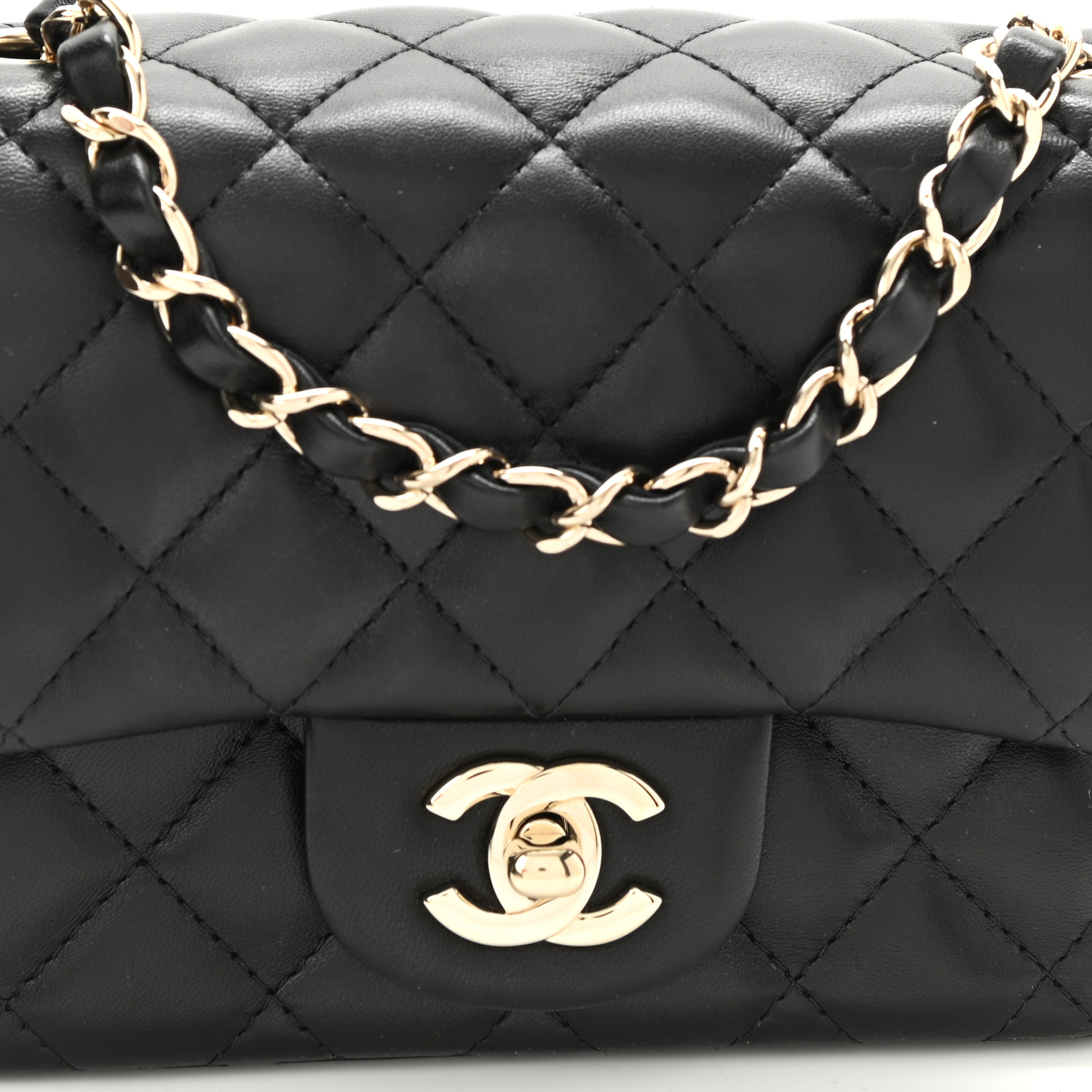 Lambskin Quilted Mini Square Flap Bag Black - LuxuryEva