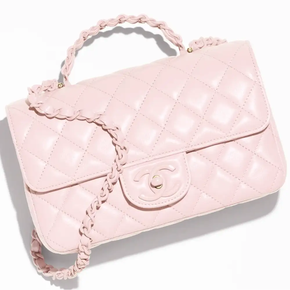 Chanel Mini Flap Bag with Top Handle-Light Pink - LuxuryEva
