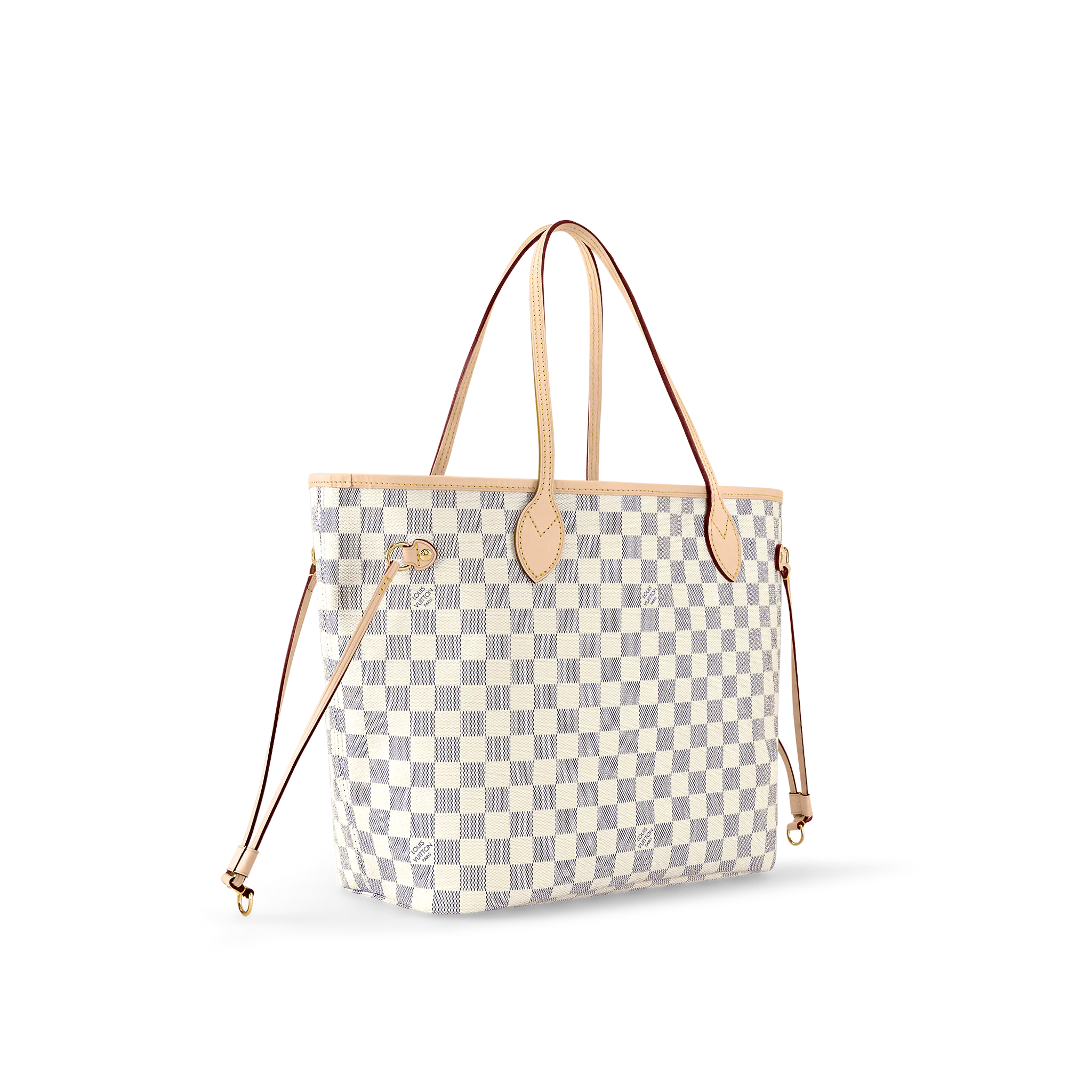 Louis Vuitton N40603 Neverfull MM Rose Ballerine Damier Azur Canvas - LuxuryEva