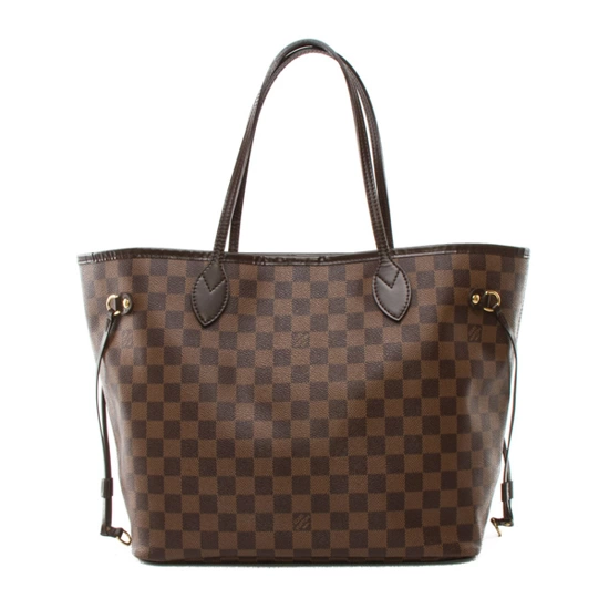 Louis Vuitton N51105 Neverfull MM Shoulder Bag Damier Ebene Canvas - LuxuryEva