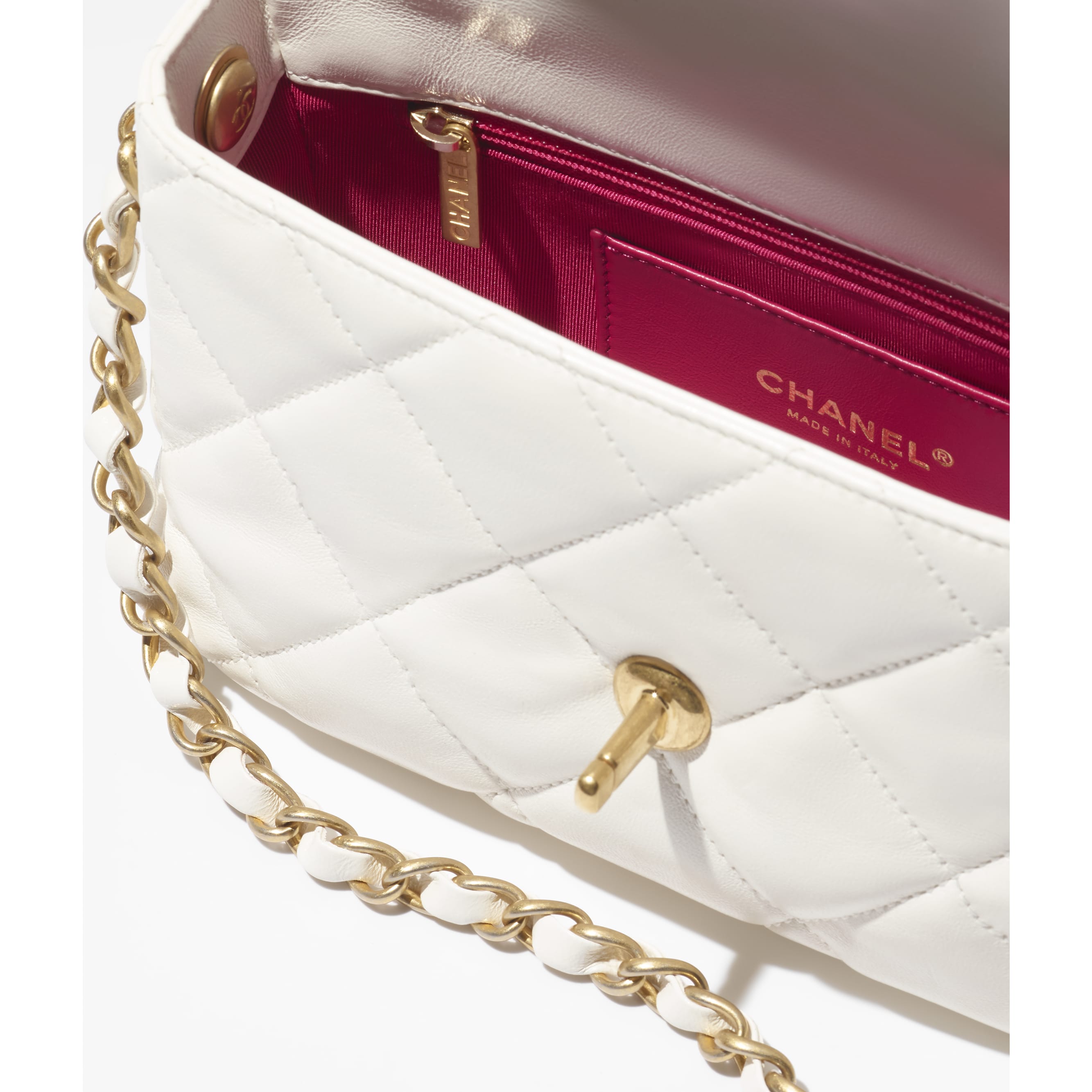 Lambskin-SMALL FLAP BAG-White - LuxuryEva