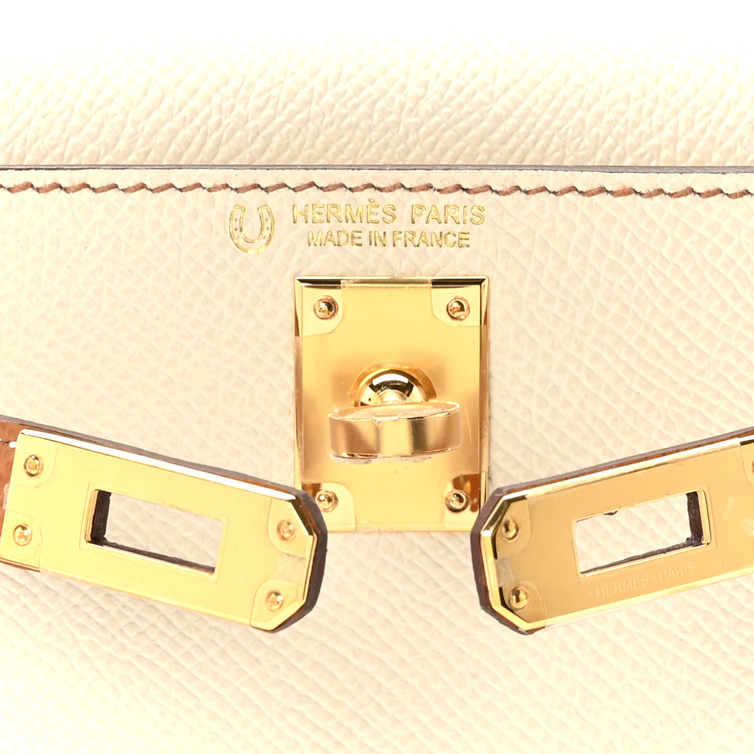 Epsom Horseshoe Mini Kelly Sellier 20 Craie Gold - LuxuryEva