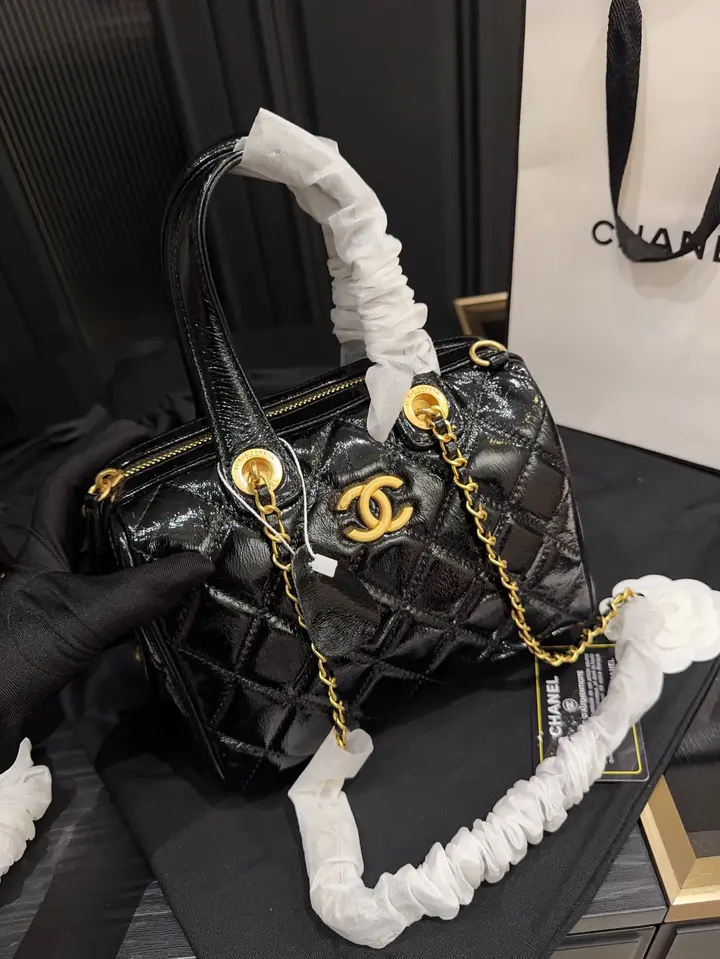 Chanel 25A Bowling Bag – Glossy Calfskin - LuxuryEva
