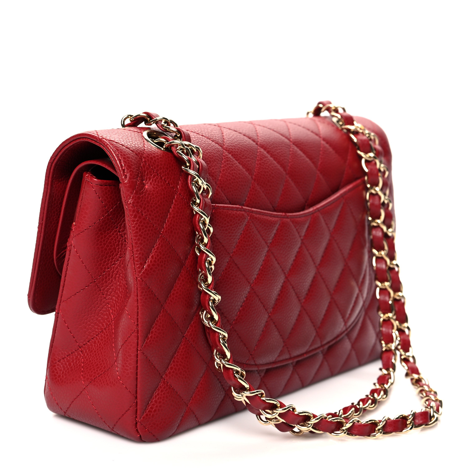 Caviar Quilted Medium Double Flap Red - LuxuryEva
