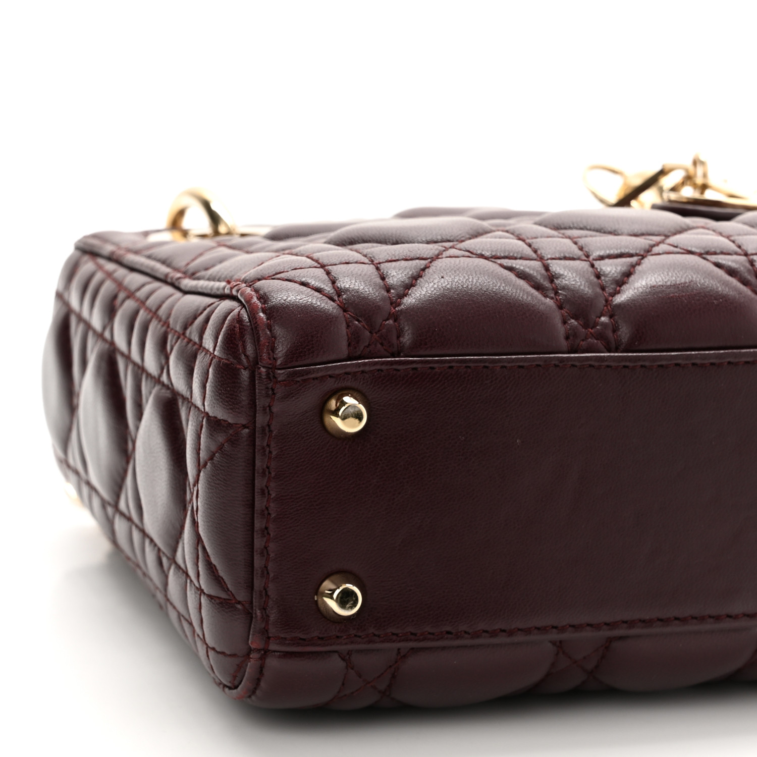 Lambskin Cannage Mini Lady Dior Plum - LuxuryEva