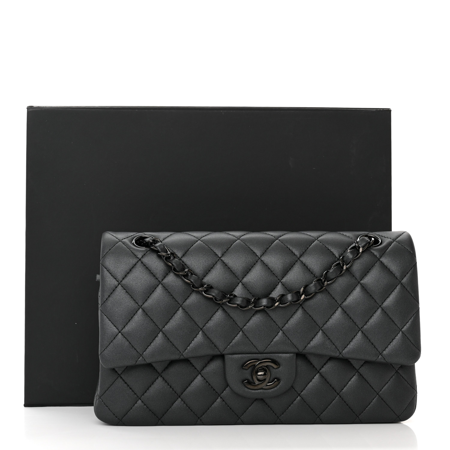 Lambskin Quilted Medium Double Flap So Black - LuxuryEva