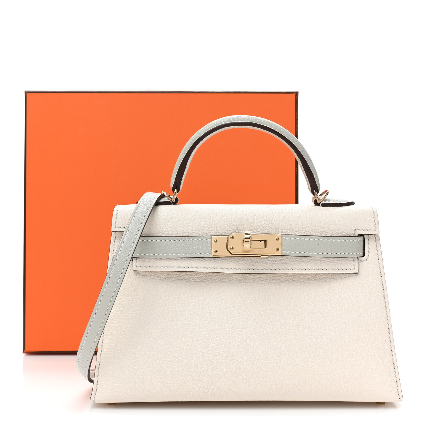 Chevre Mysore Horseshoe Kelly Sellier 20 Nata Gris Perle - LuxuryEva