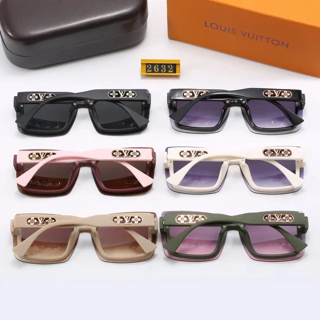LV 6-color fashion four-leaf clover hollow letter temple sunglasses - LuxuryEva