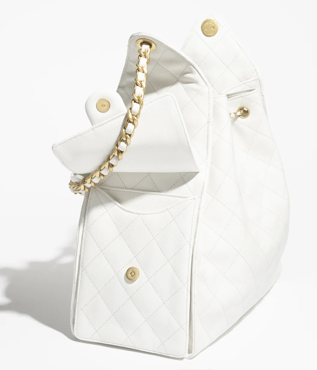 CHANEL 25 Medium Handbag-White - LuxuryEva