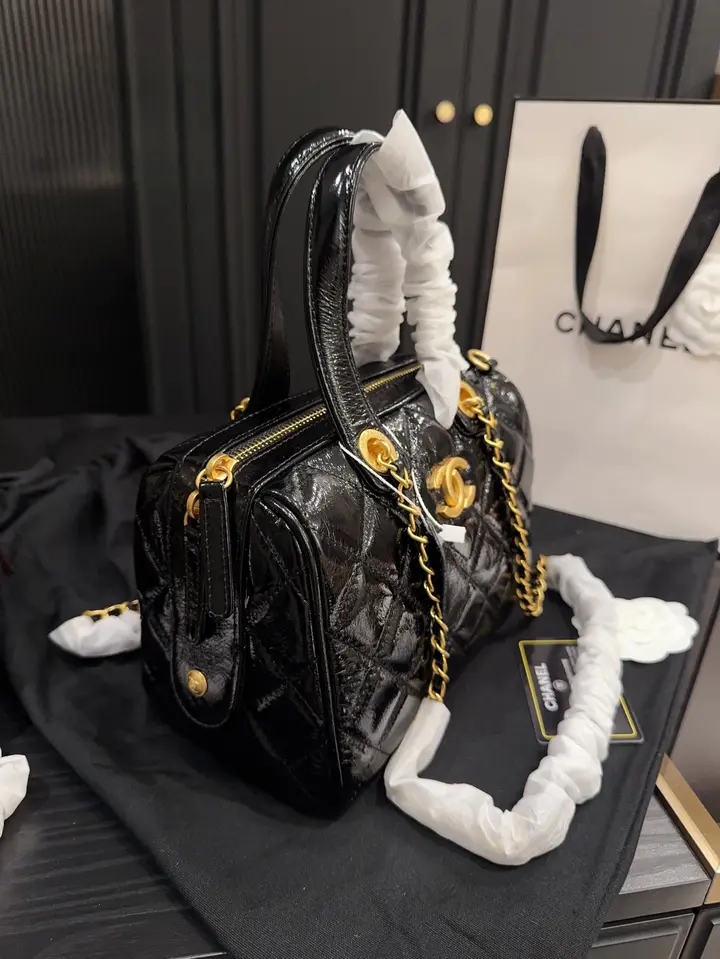 Chanel 25A Bowling Bag – Glossy Calfskin - LuxuryEva