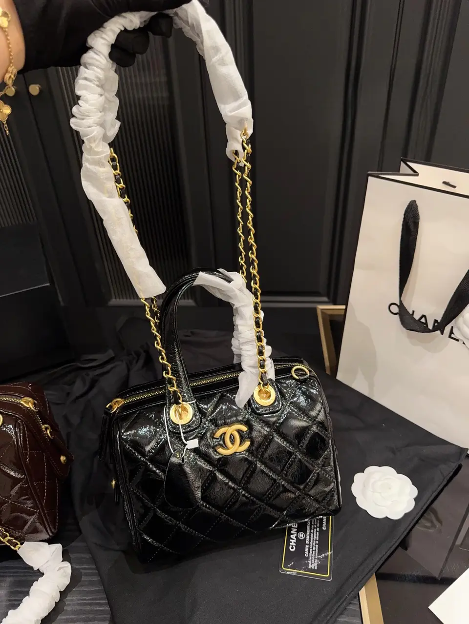 Chanel 25A Bowling Bag – Glossy Calfskin - LuxuryEva