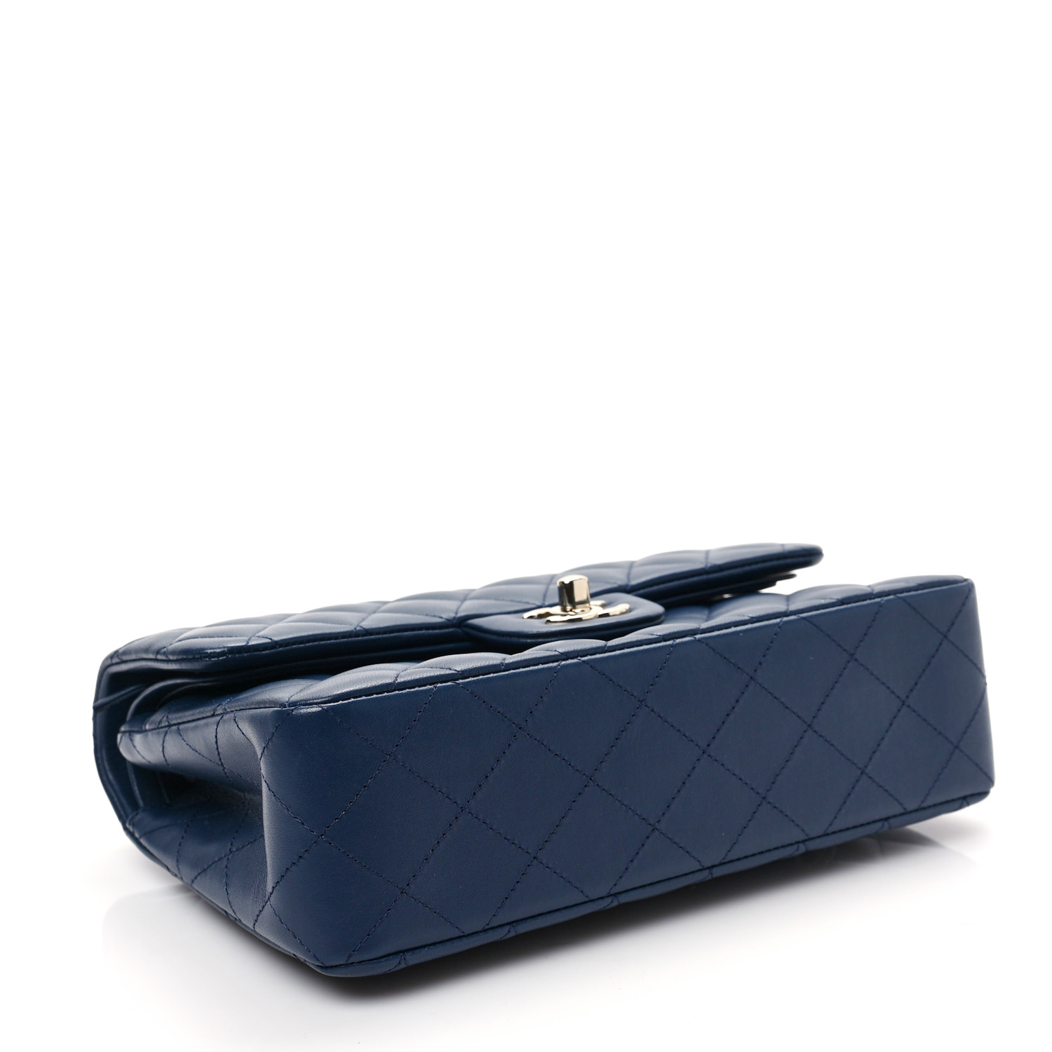 Lambskin Quilted Small Double Flap Dark Blue - LuxuryEva