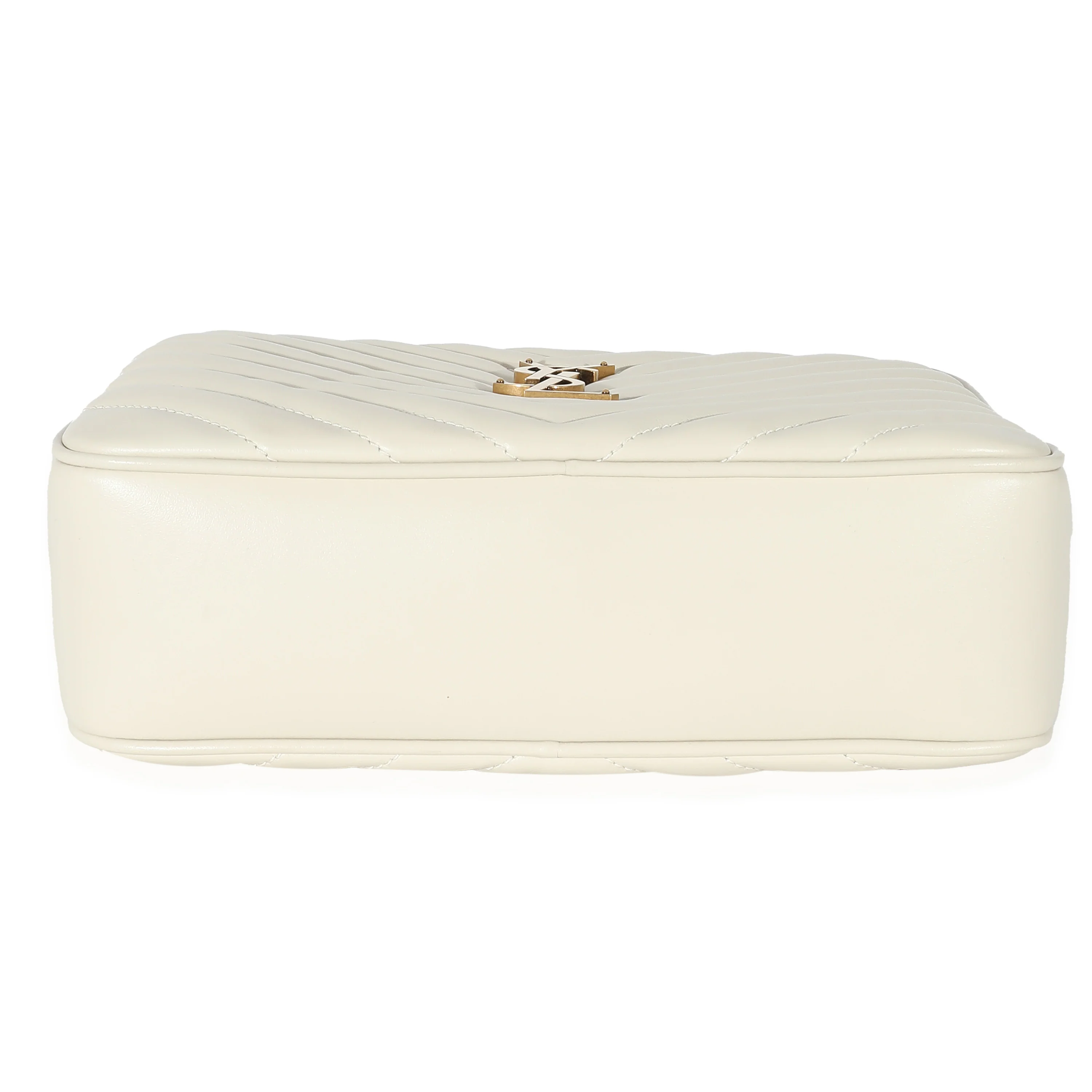 Saint Laurent Crema Soft Chevron Quilted Leather Lou Camera Bag - LuxuryEva