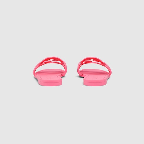 Gucci Women's Interlocking G slide sandal  Variation dark pink rubber - LuxuryEva