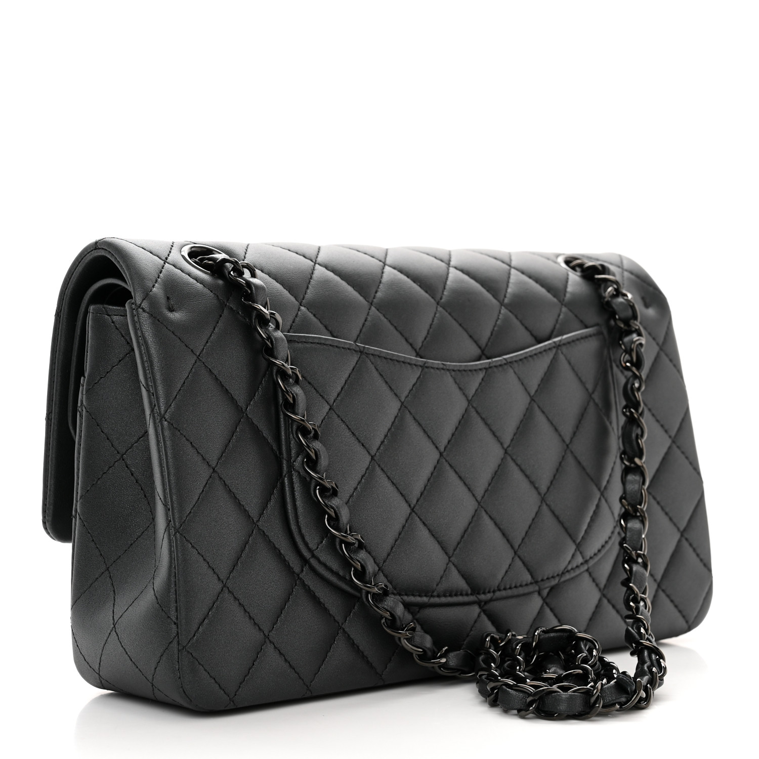 Lambskin Quilted Medium Double Flap So Black - LuxuryEva