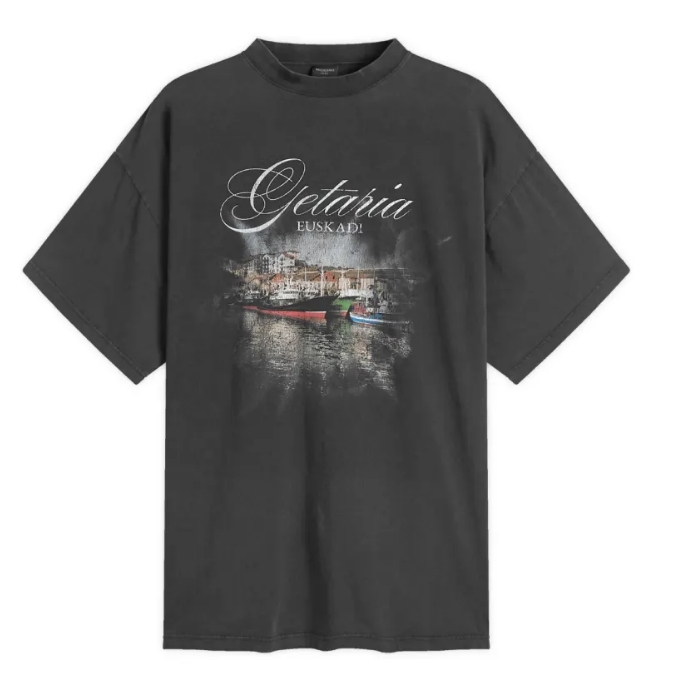 BALENCIAGA GETARIA TUBULAR OVERSIZED T-SHIRT Faded Washed Black - LuxuryEva