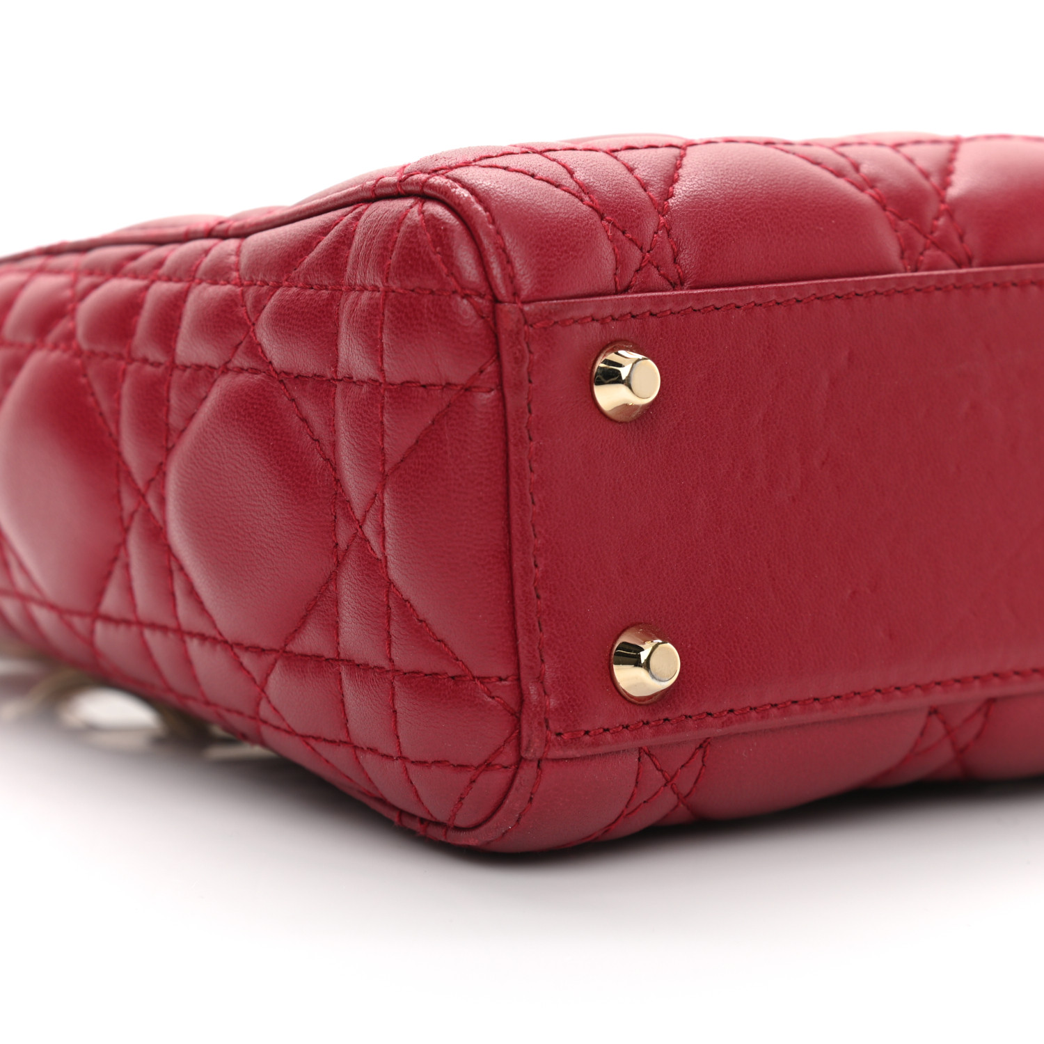 Lambskin Cannage Mini Lady Dior Burgundy - LuxuryEva