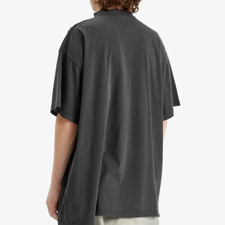 BALENCIAGA GETARIA TUBULAR OVERSIZED T-SHIRT Faded Washed Black - LuxuryEva