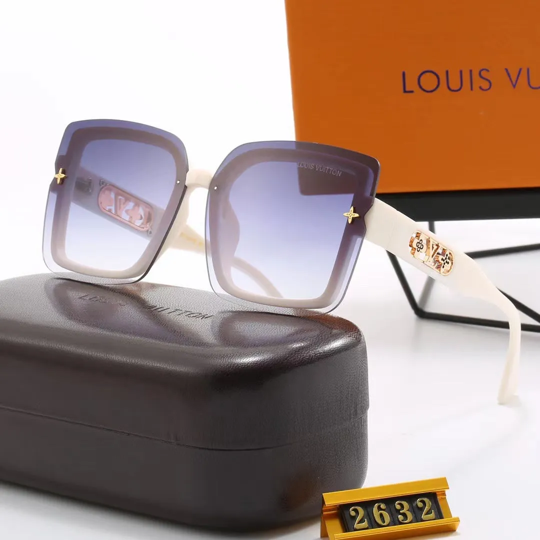 LV 6-color fashion four-leaf clover hollow letter temple sunglasses - LuxuryEva