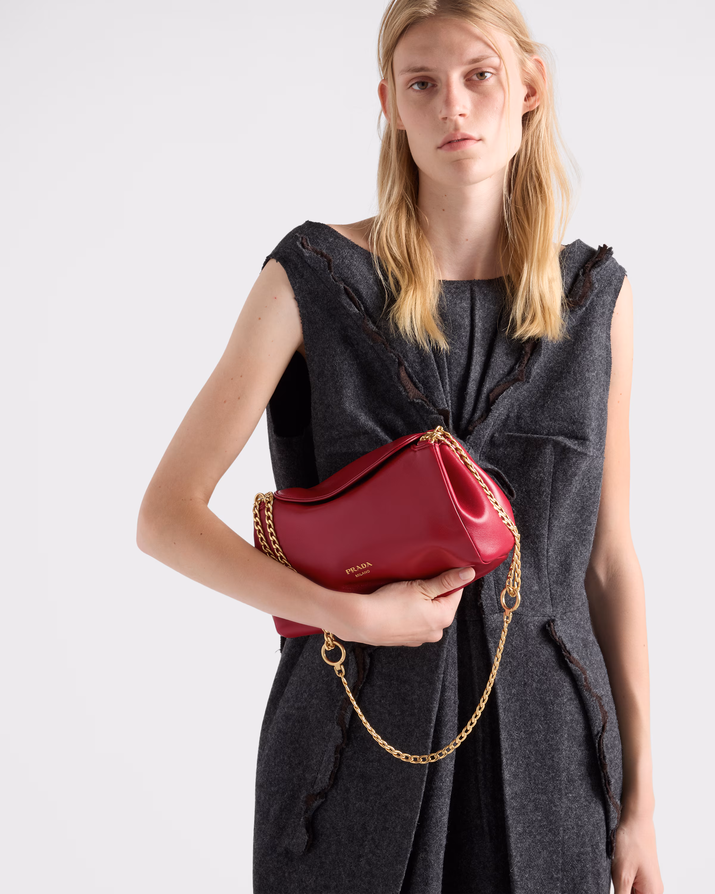 Prada Tumulte small nappa leather bag-Cherry - LuxuryEva