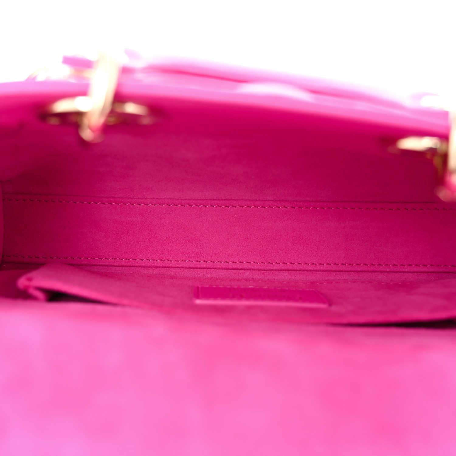 CHRISTIAN DIOR Lambskin Cannage Small Lady D-Joy Fuchsia - LuxuryEva