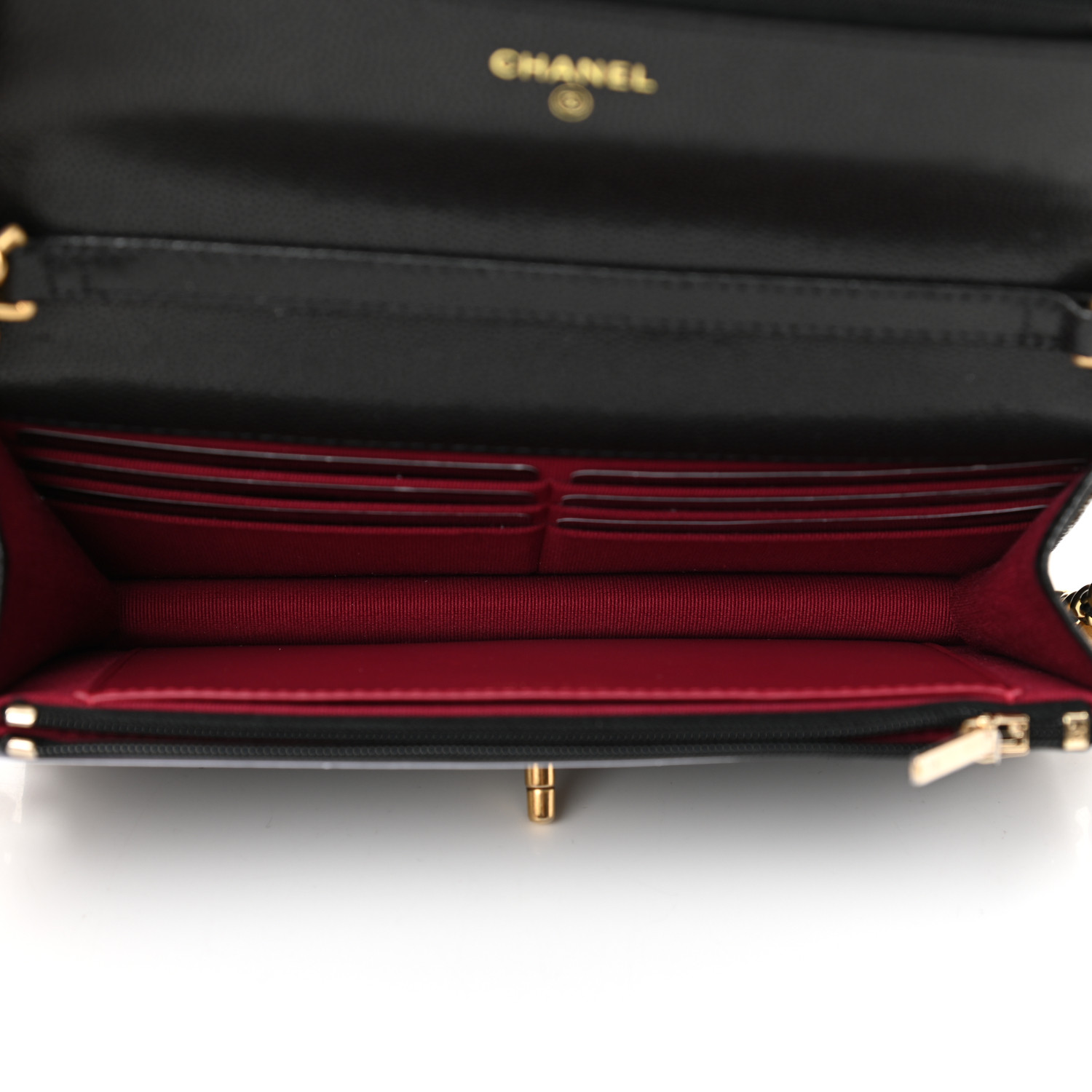 Caviar Quilted Twist Your Buttons Wallet On Chain WOC Black - LuxuryEva