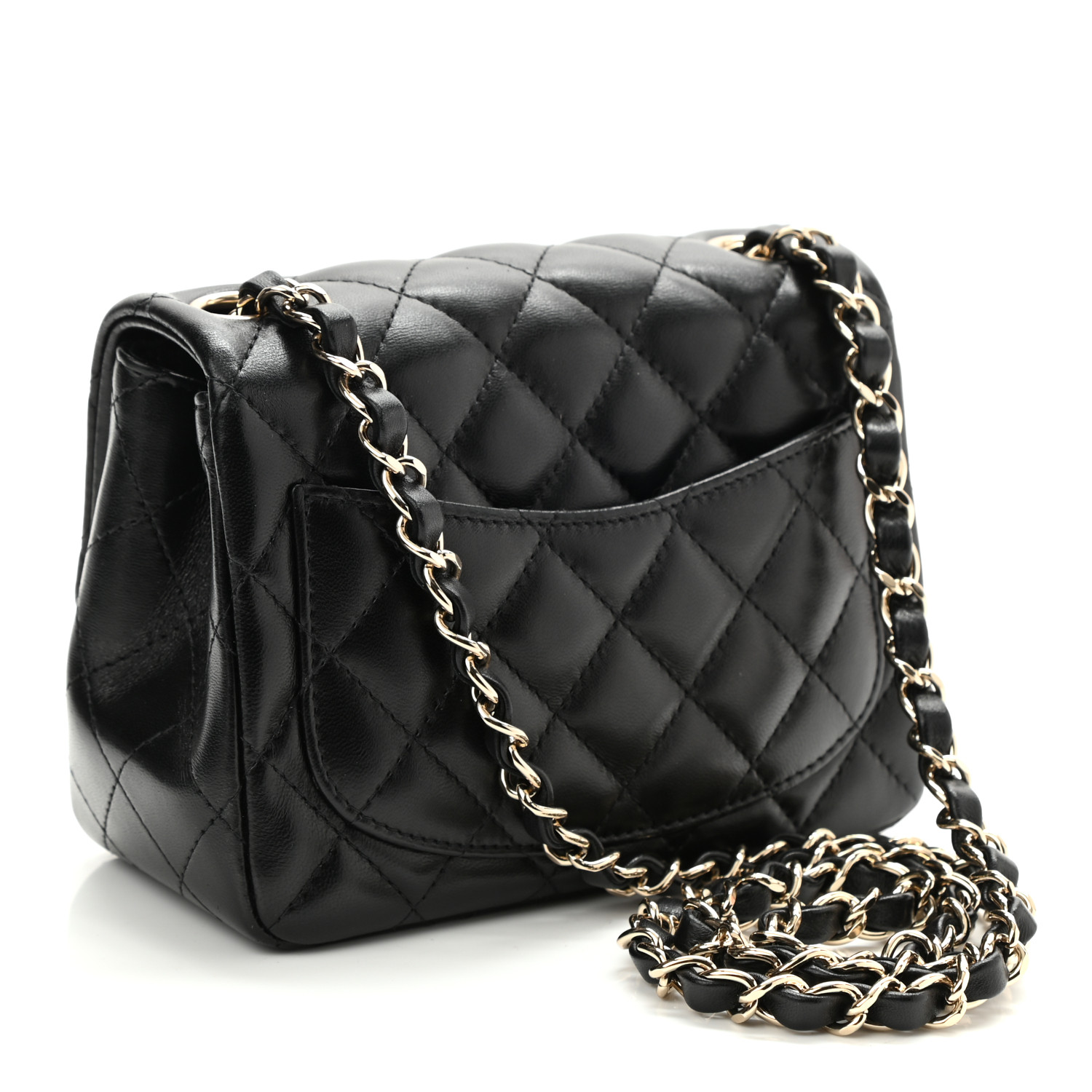 Lambskin Quilted Mini Square Flap Bag Black - LuxuryEva