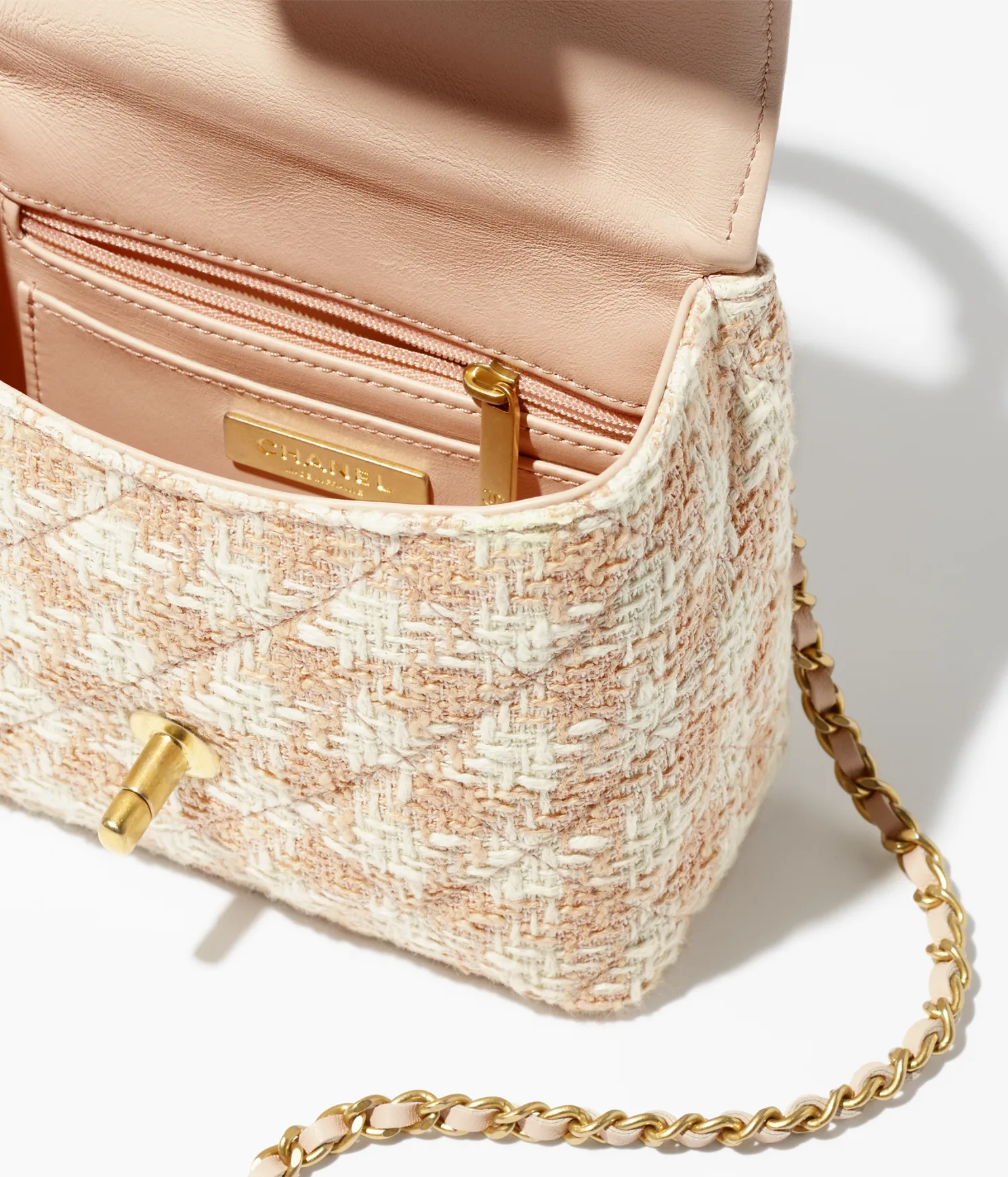 MINI FLAP BAG WITH TOP HANDLE-Orange & Ecru - LuxuryEva