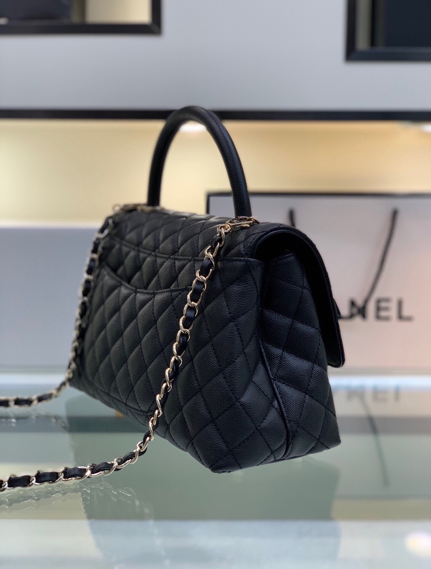 Chanel Coco Handle Bag  Caviar-Black - LuxuryEva