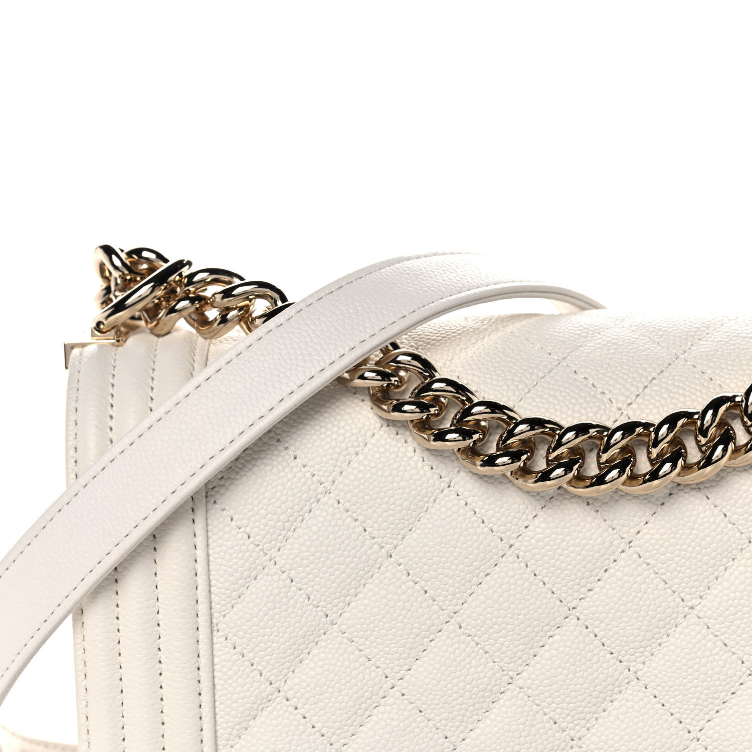White / Nude Quilted Caviar Medium - LuxuryEva