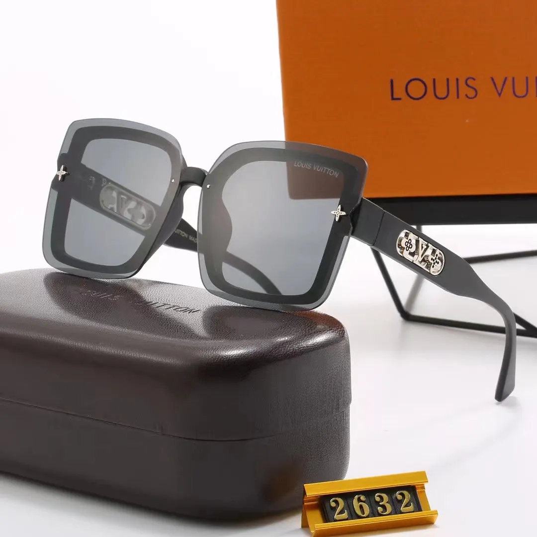 LV 6-color fashion four-leaf clover hollow letter temple sunglasses - LuxuryEva