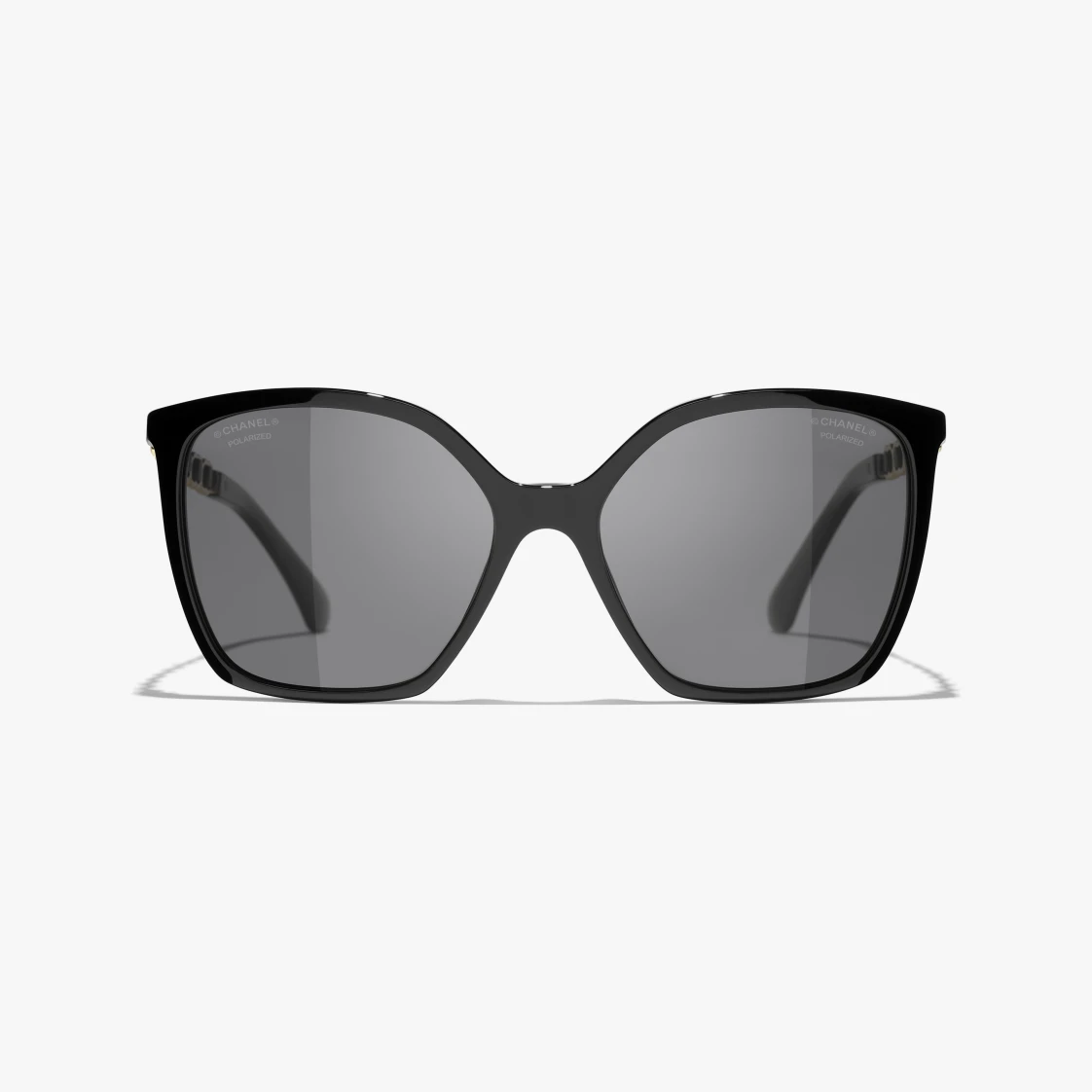CHANEL-SQUARE SUNGLASSES Acetate & Calfskin Black - LuxuryEva