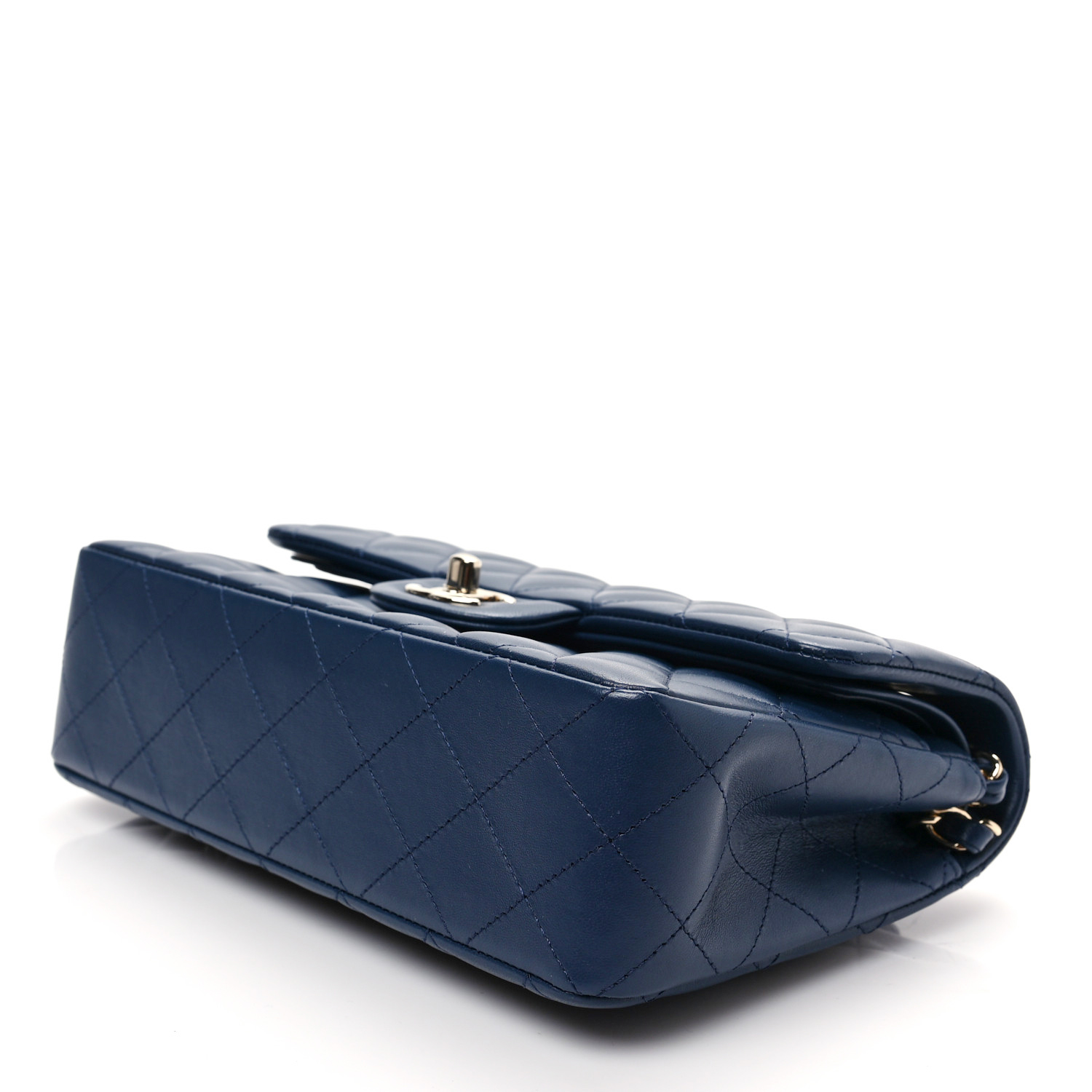 Lambskin Quilted Small Double Flap Dark Blue - LuxuryEva