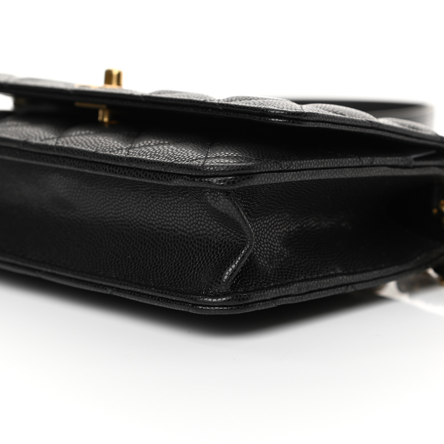 Caviar Quilted Twist Your Buttons Wallet On Chain WOC Black - LuxuryEva