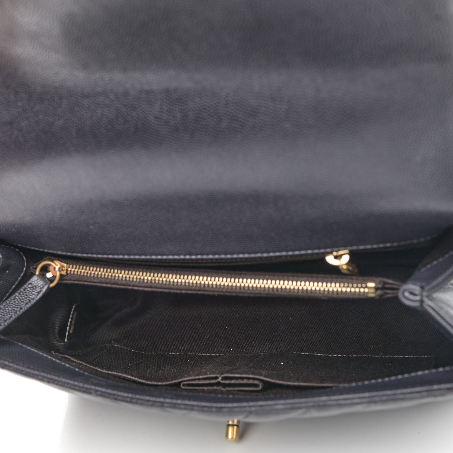 Caviar Chevron Quilted Small Coco Handle Flap Dark Grey - LuxuryEva