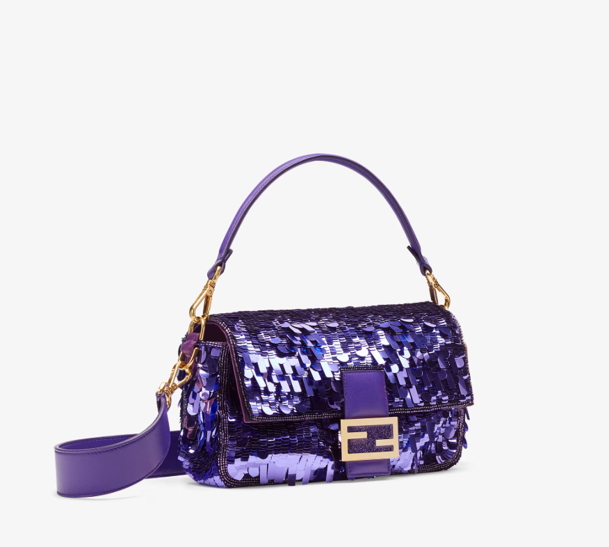 FENDI Baguette Purple sequined bag - LuxuryEva