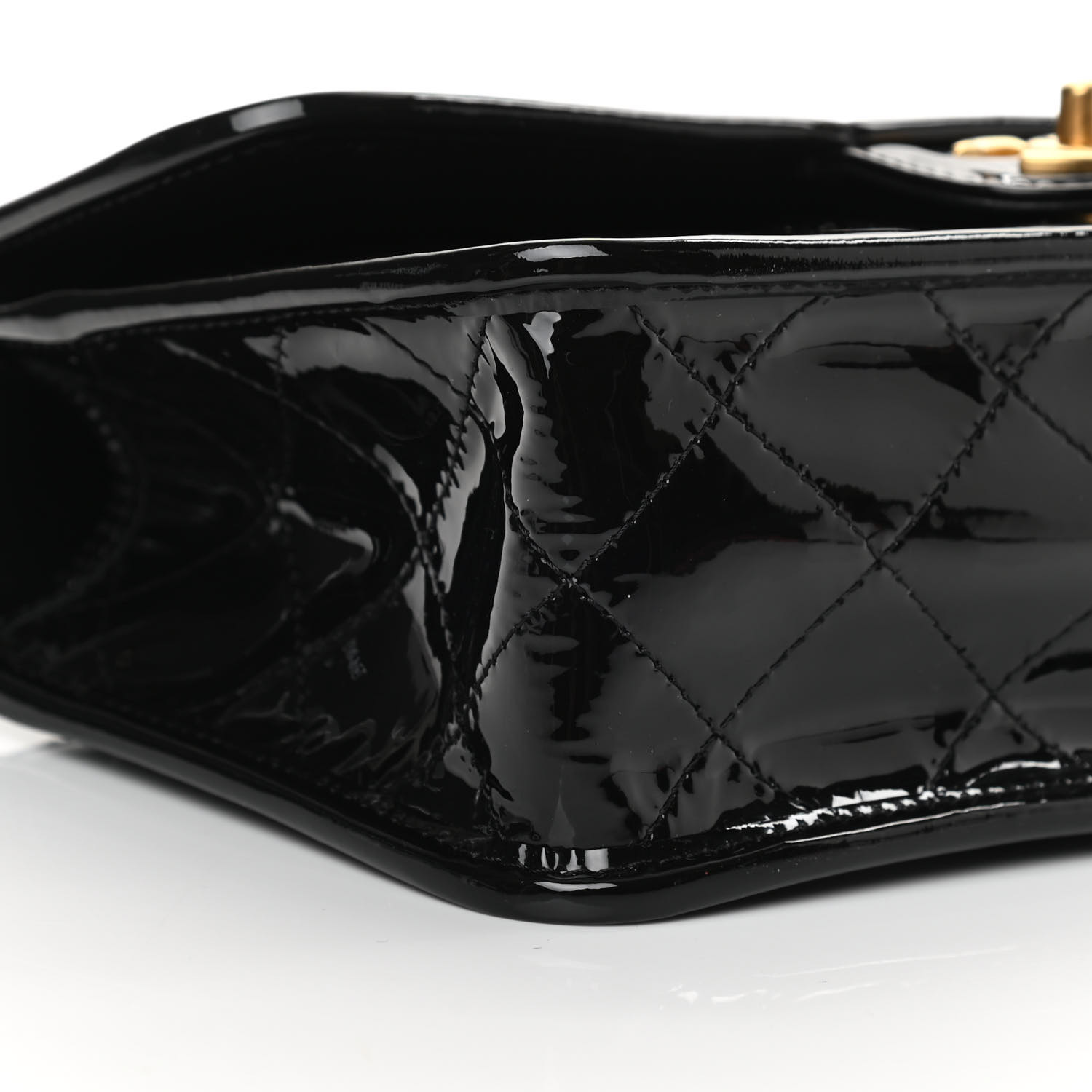 Patent Quilted Small Top Handle Flap Black - LuxuryEva