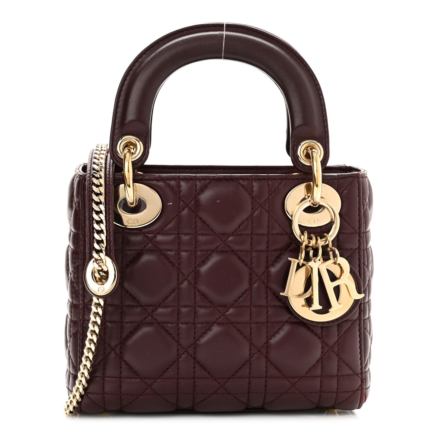 Lambskin Cannage Mini Lady Dior Plum - LuxuryEva
